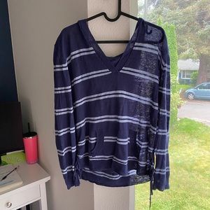Lightweight blue striped hoodie
